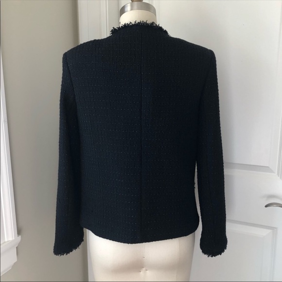 Zara Black Tweed Jacket V neck Blazer 2444 159 800 - Picture 3 of 9